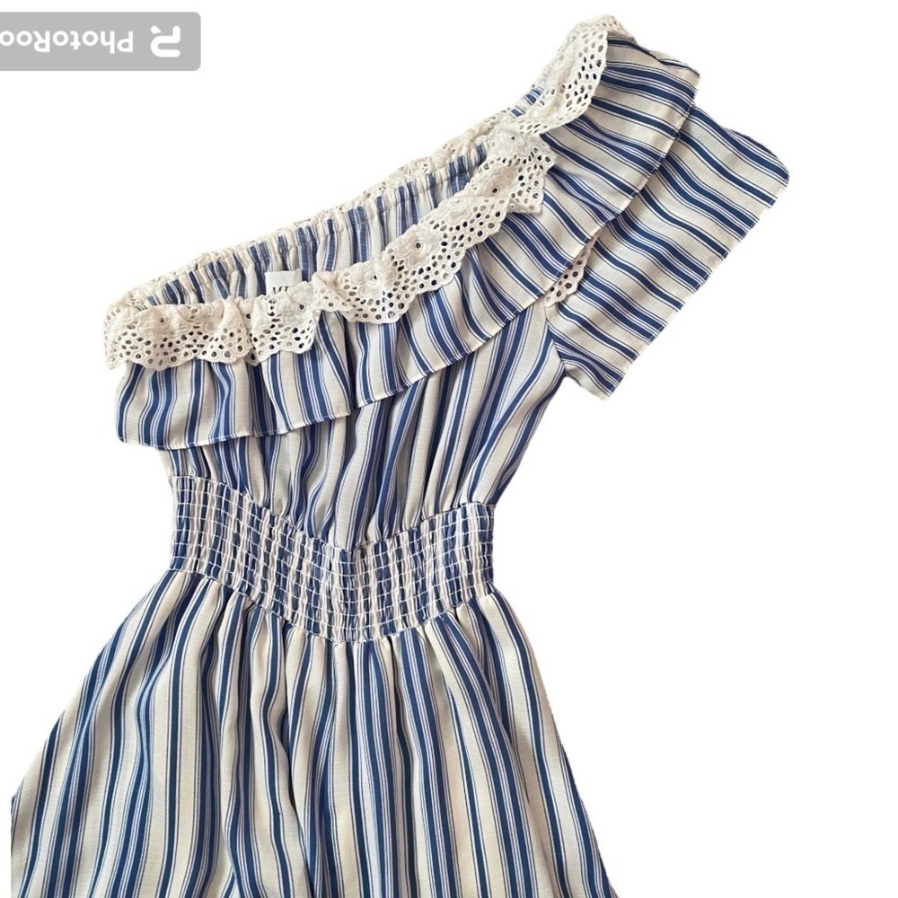 MISA LOS ANGELES ONE SHOULDER STRIPED NAUTICAL SUMMER DRESS SIZE SMALL - Picture 4 of 8